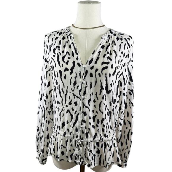 Rails Women's Animal Print Button Down Blouse Cinched Waist Work Wear | Small - Picture 2 of 10